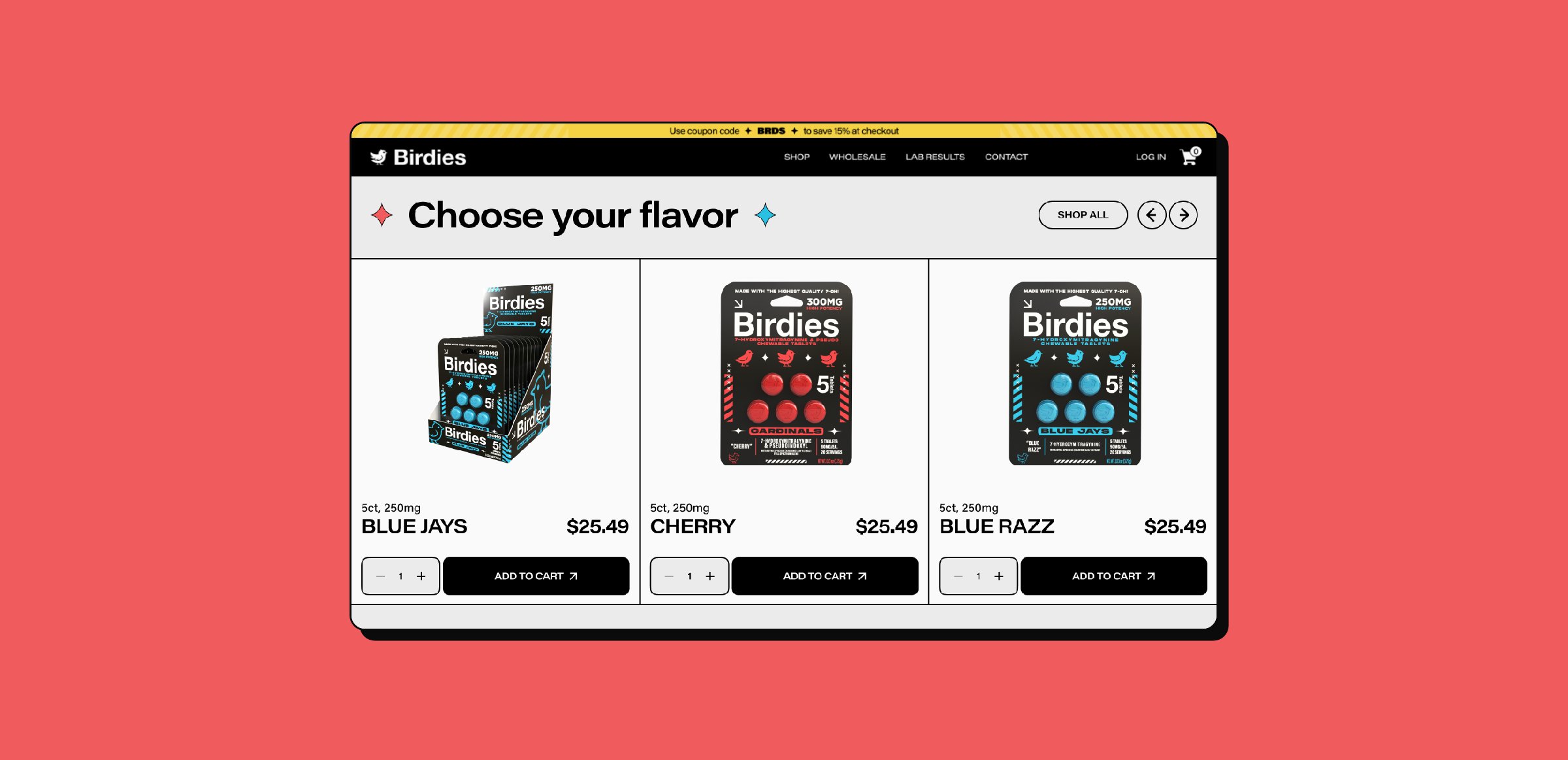 The catalogue, one card per flavour