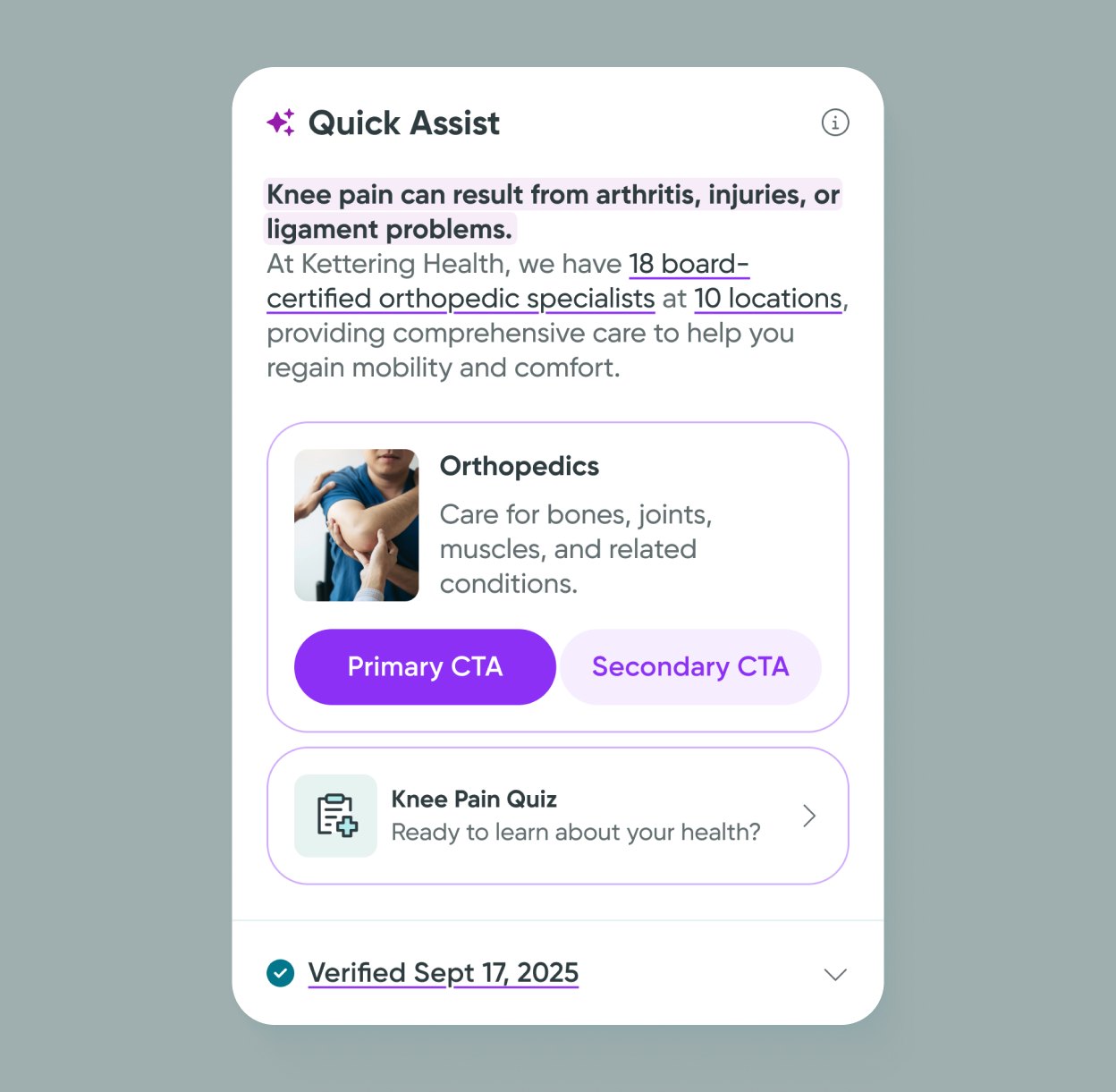 Quick Assist card