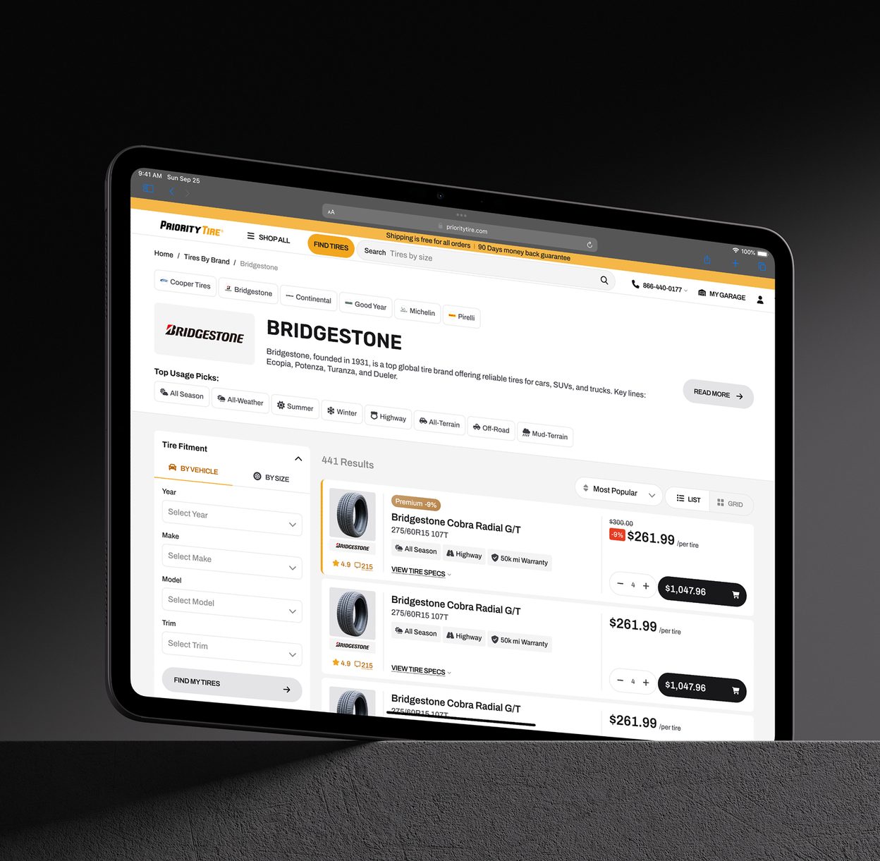 A brand catalog on a tablet