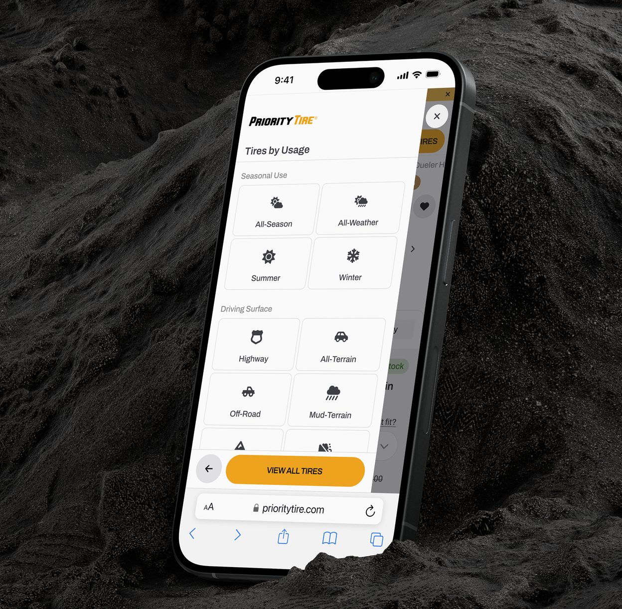 Tires by usage on a phone